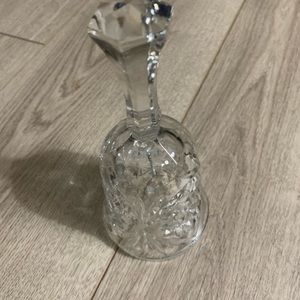 Faceted Clear Crystal Vintage Bell Sunburst Pressed. 6 3/4” H 3 1/8” Opening